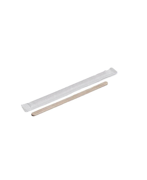 Caja de 500 Paletinas-Agitador Café de Madera Envueltas 140 mm